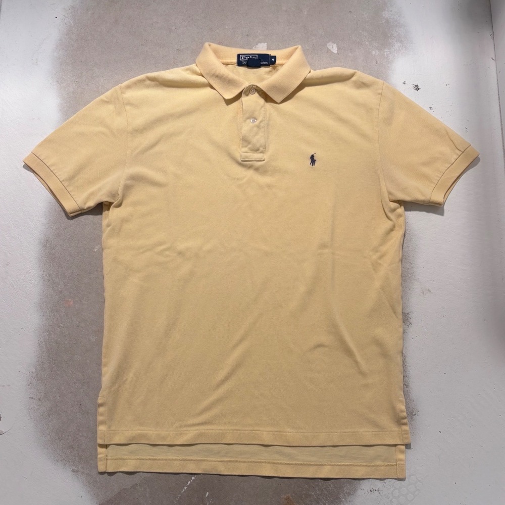 Polo Ralph Lauren Mens Yellow Pique Cotton Short Sleeve Polo Shirt Size M